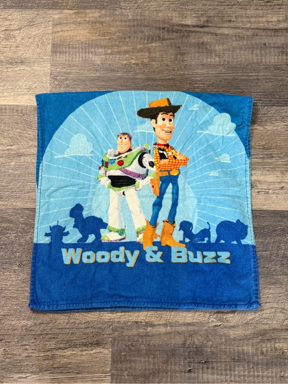 Disney Pixar Toy Story Woody & Buzz Hand Towel Blue Cotton 22x44 Bath Towel